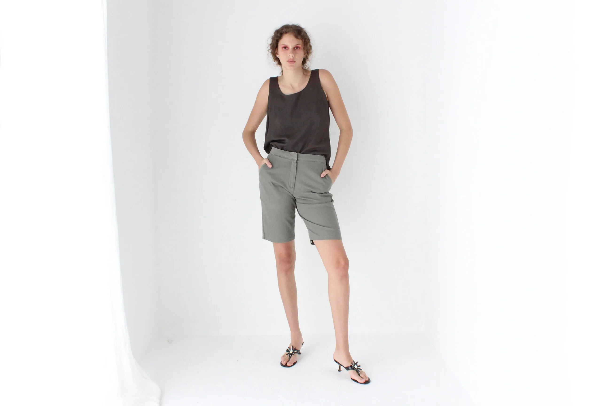 90s Neutral Cotton Knee Length Shorts