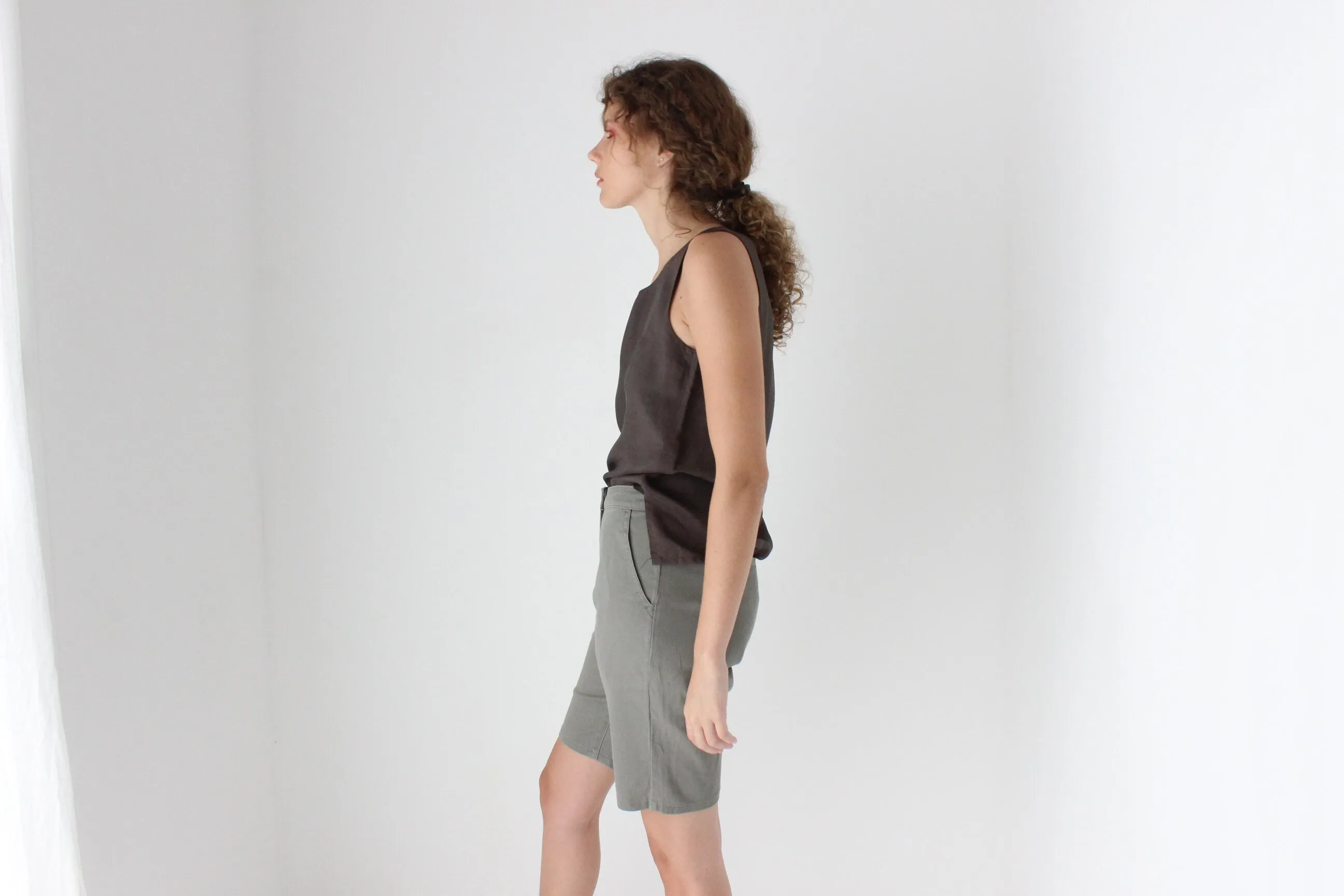 90s Neutral Cotton Knee Length Shorts