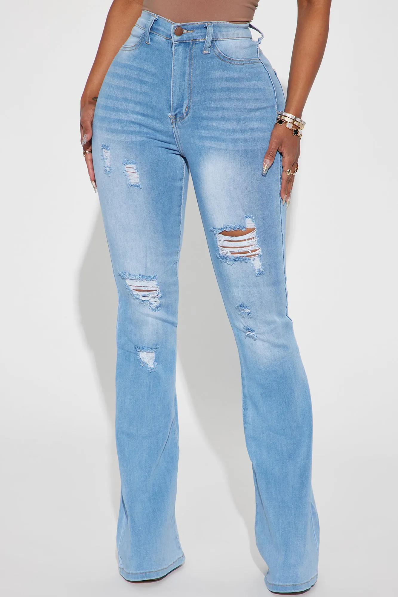 Always True Ripped Flare Jeans - Medium Wash