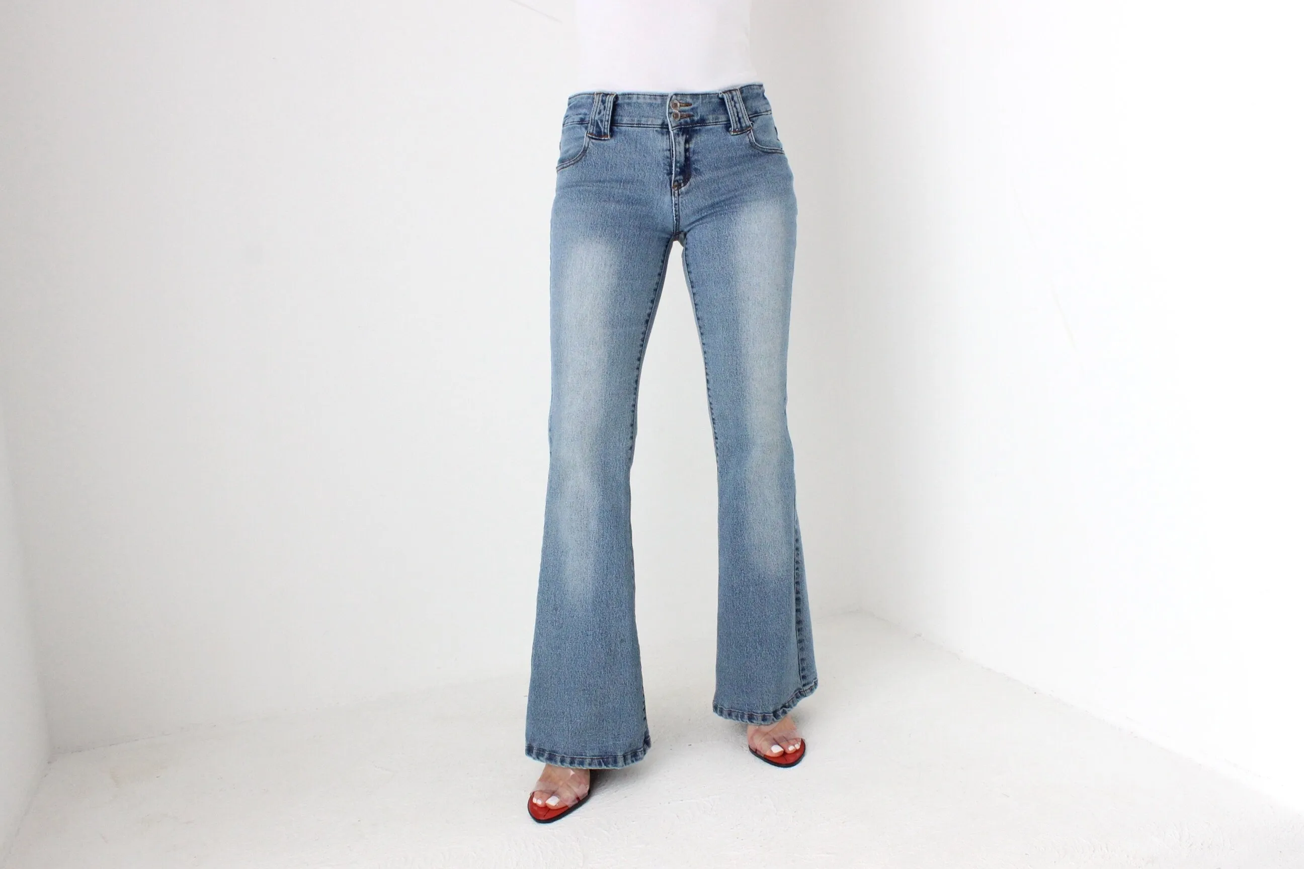 Amazing Y2K Stretch Denim Low Rise Bell Bottom Jeans
