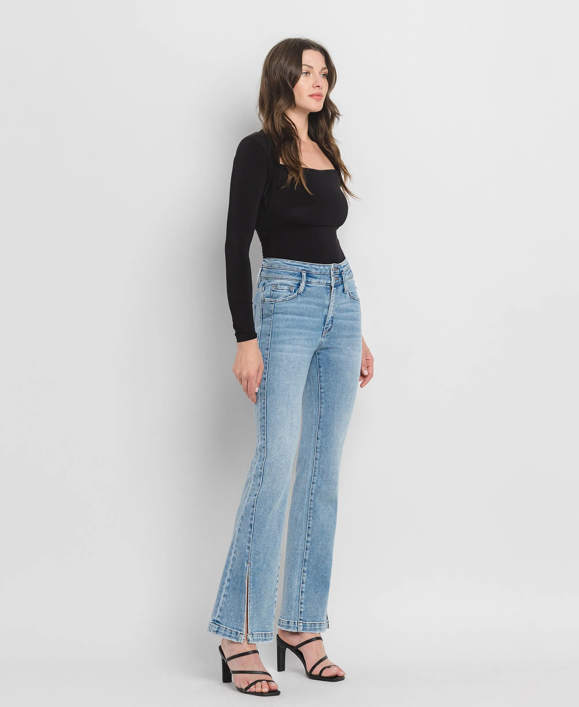 Amenity - High Rise Split Hem Flare Jeans