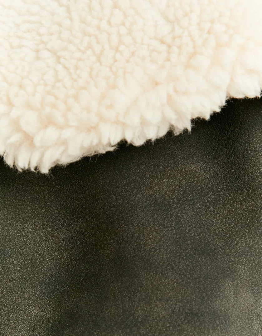 Aviator Jacket With Removable Shearling Collar