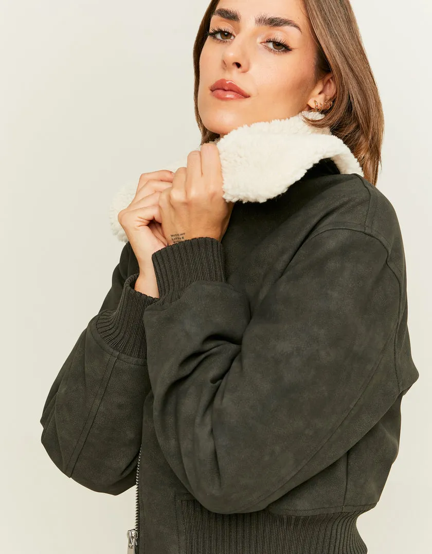 Aviator Jacket With Removable Shearling Collar