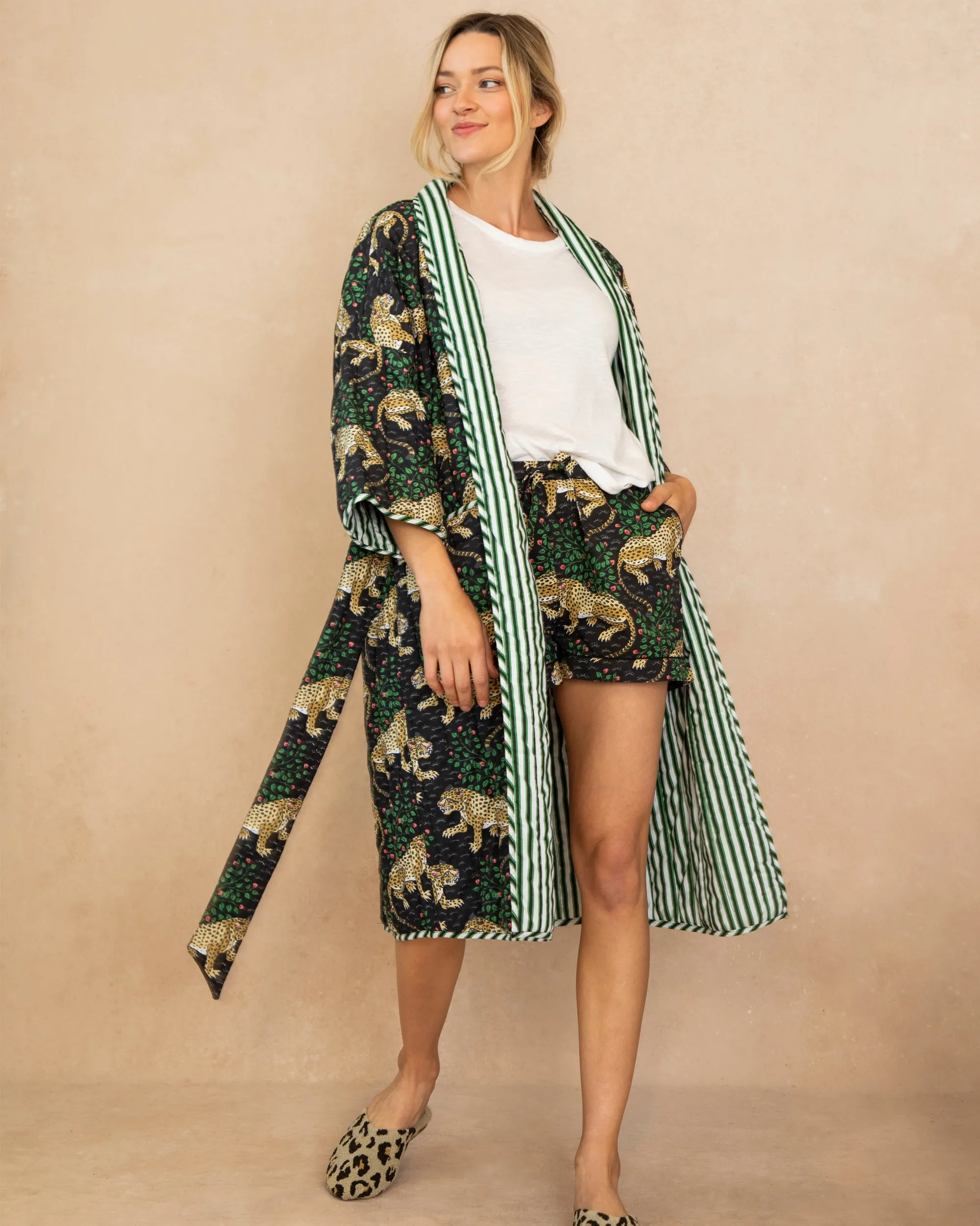 Bagheera - Reversible Quilted Robe - Ink