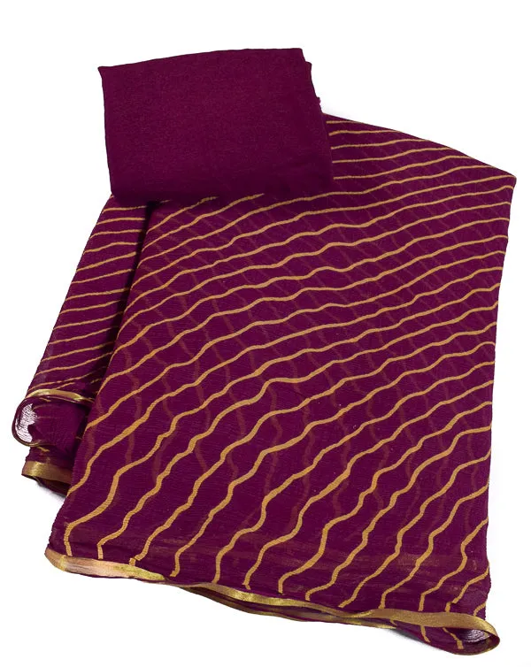 Beautiful pure chiffon sari leheriya