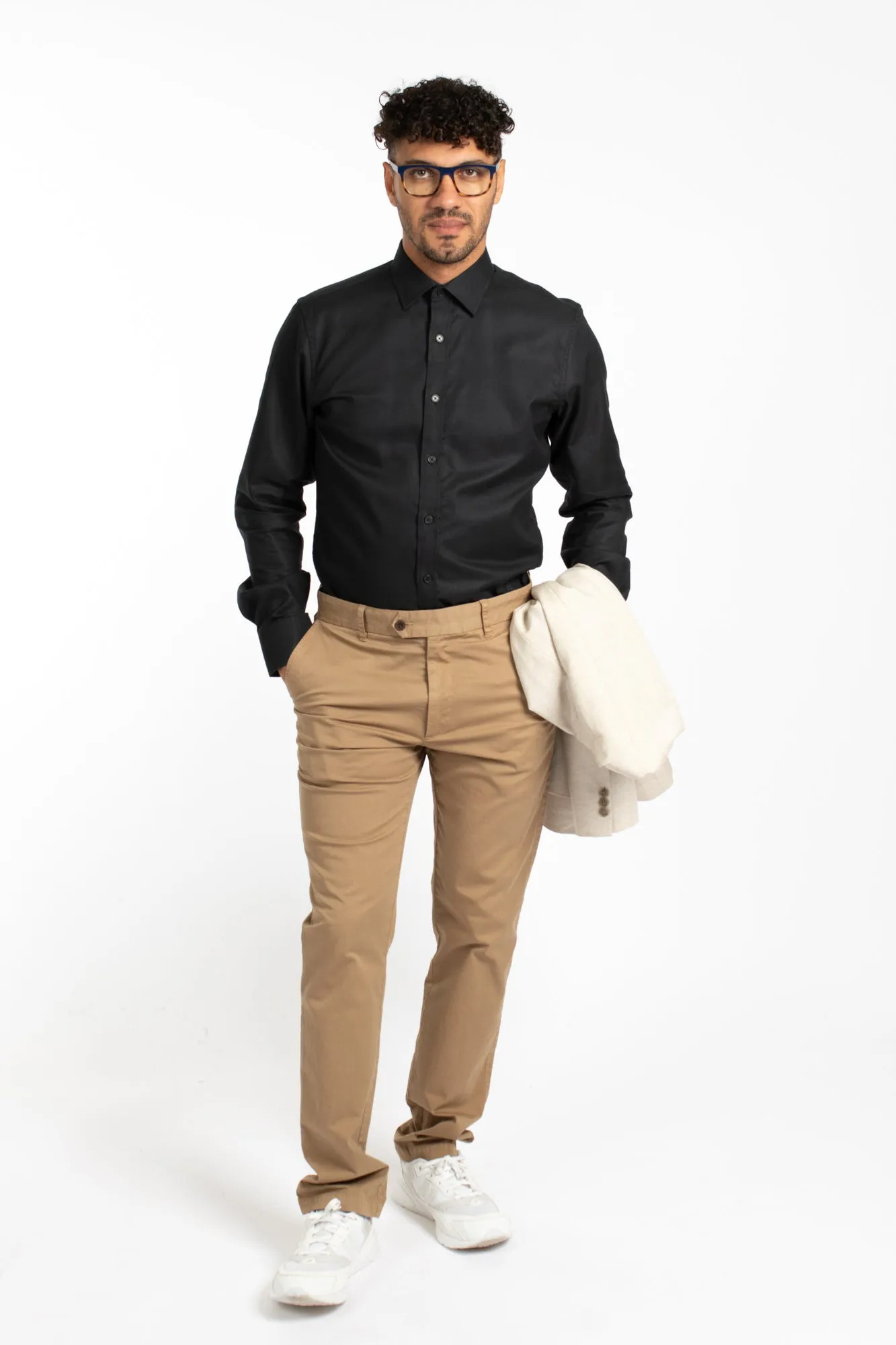 Black Long Sleeve Waffle Shirt