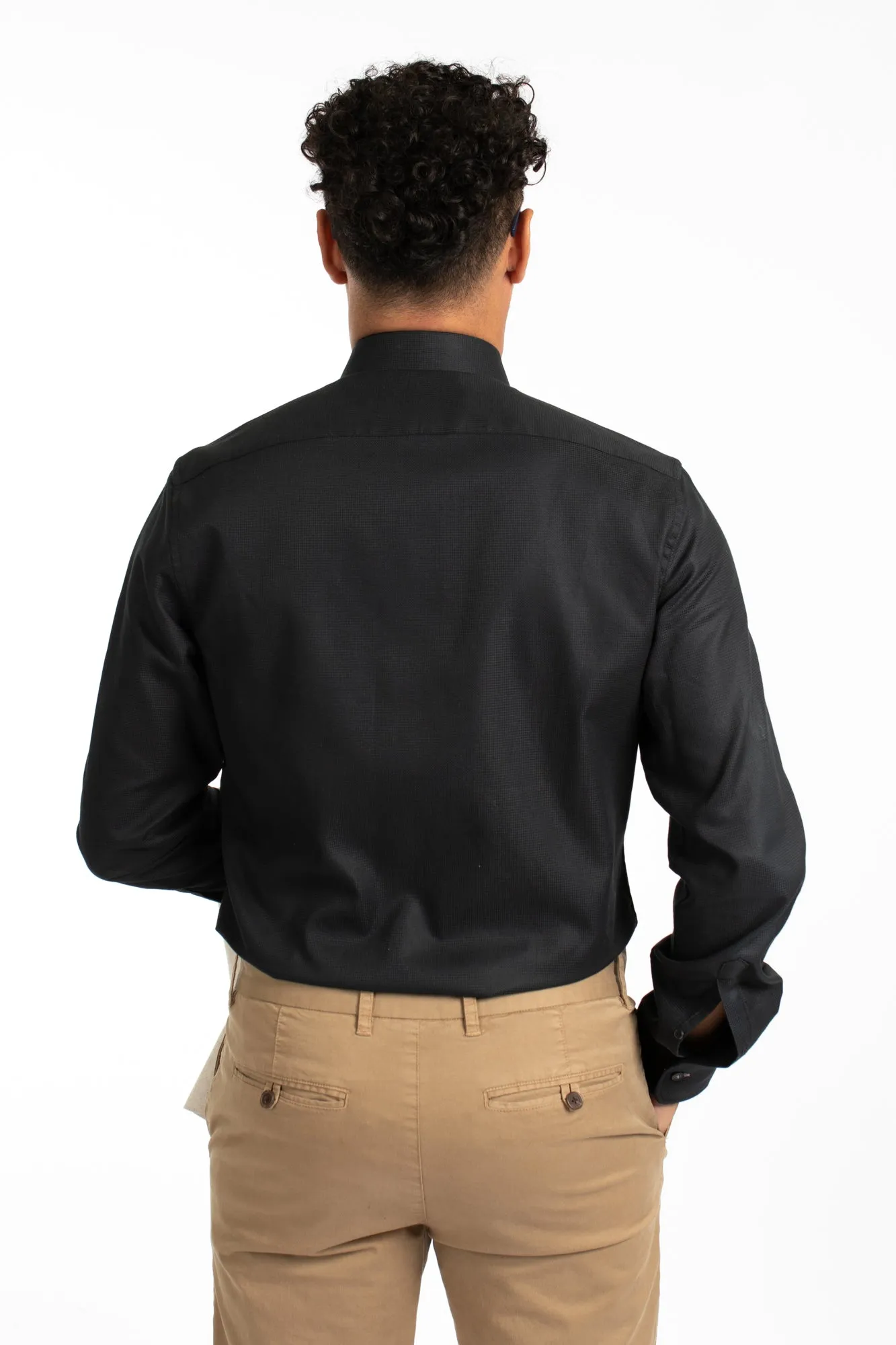Black Long Sleeve Waffle Shirt