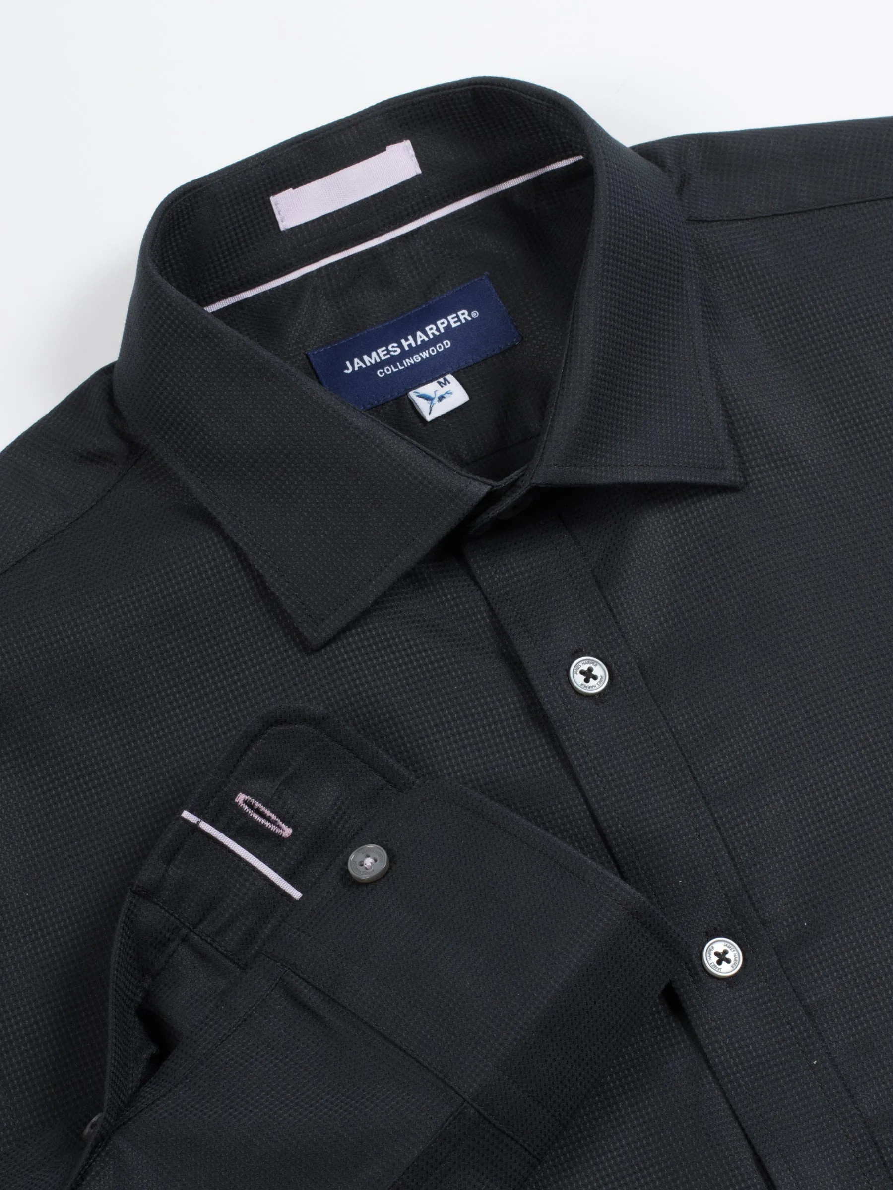 Black Long Sleeve Waffle Shirt