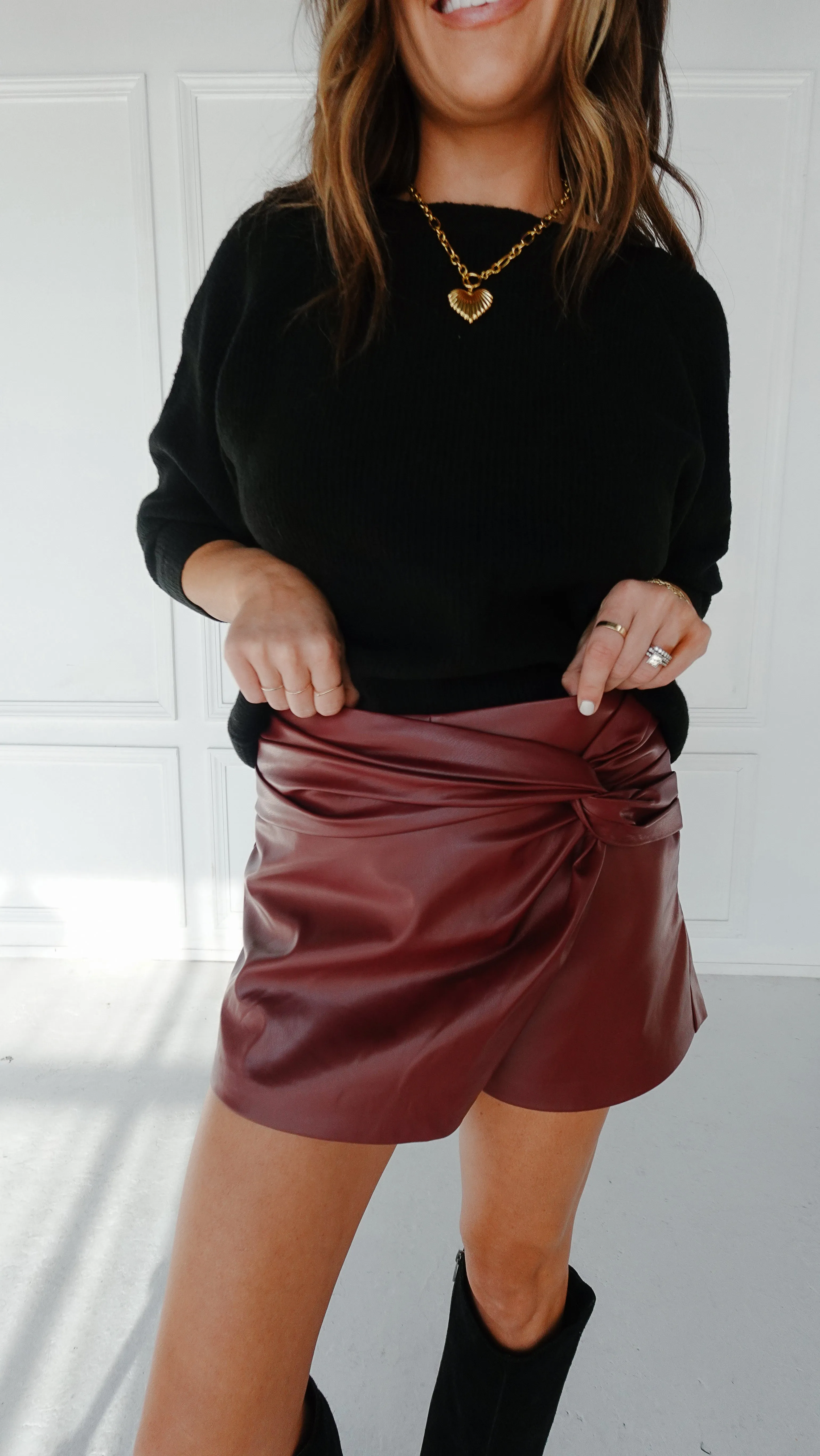 Black Reversible Sweater with Twist Detail