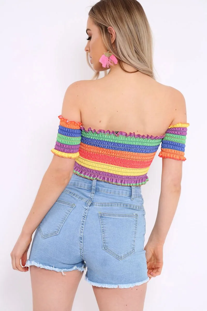 Blue Denim Distressed Stretch Shorts - Katerina