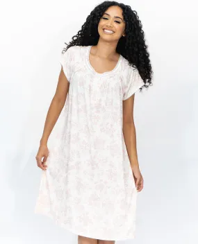 Body Touch Plus Short Sleeve Vibrant Floral Poly Suede Gown