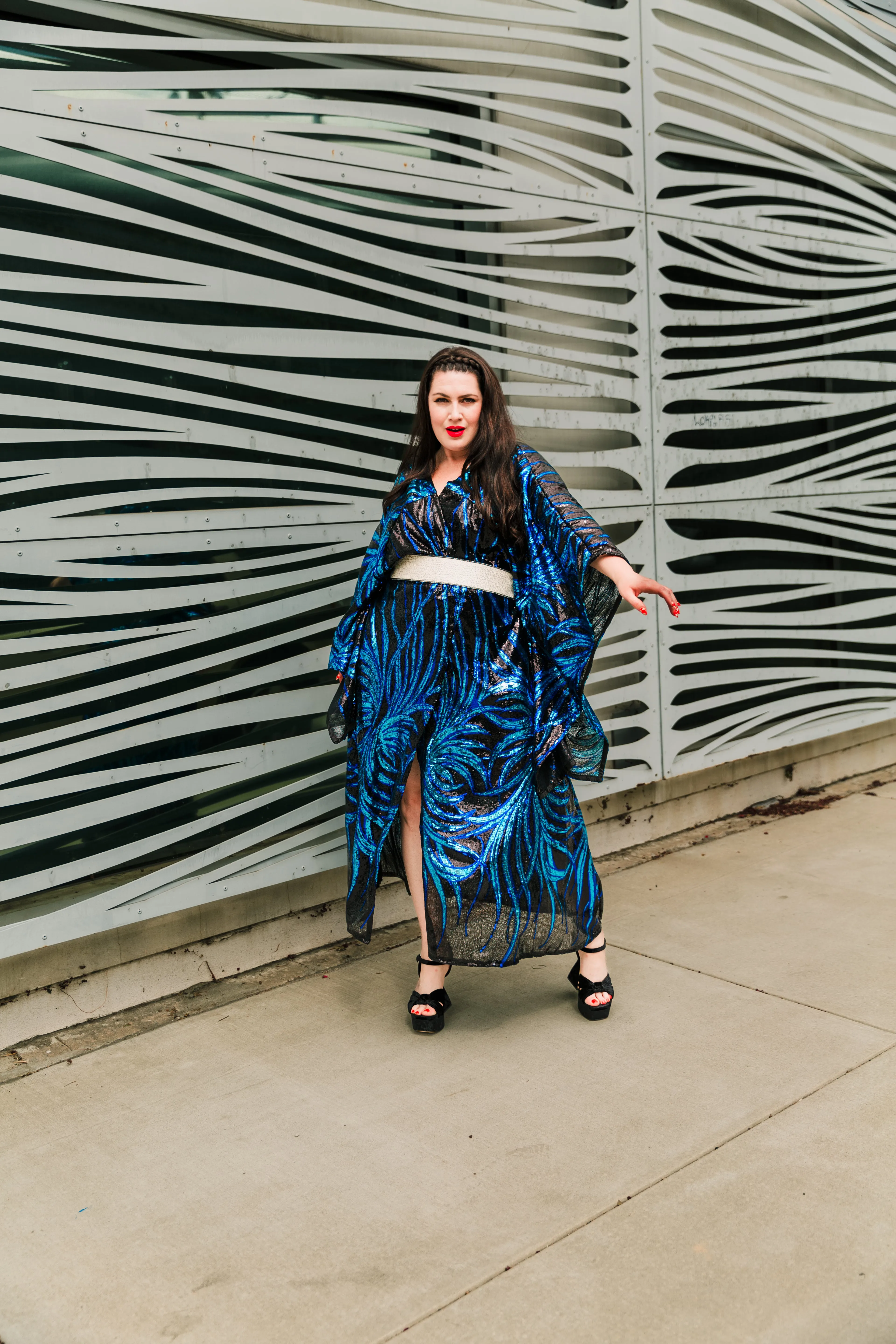 Bohémienne Sequin Kimono Robe “Lady Sapphire Noir” Navy (Runway Edition)