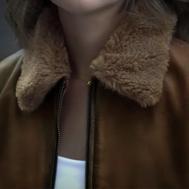 Brown Fur Flight Jacket