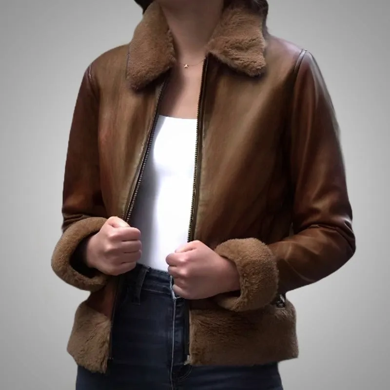 Brown Fur Flight Jacket