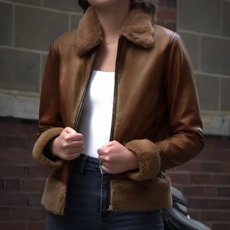 Brown Fur Flight Jacket