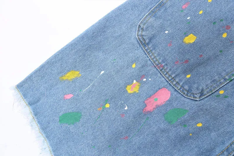 'Brushstroke' Embroidered Denim Shorts