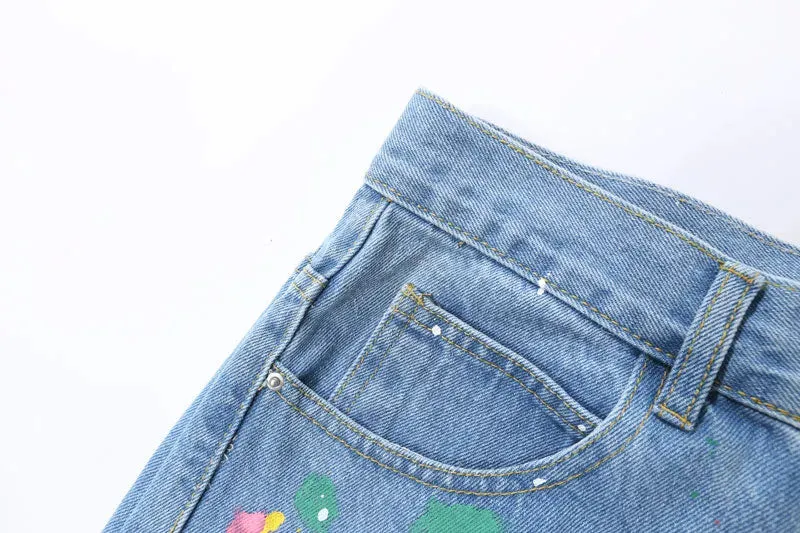 'Brushstroke' Embroidered Denim Shorts