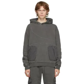 C2H4 Grey Distressed Sculpture Print Hoodie