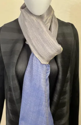 CASHMERE WITH GOLD THREAD - DENIM BLUE