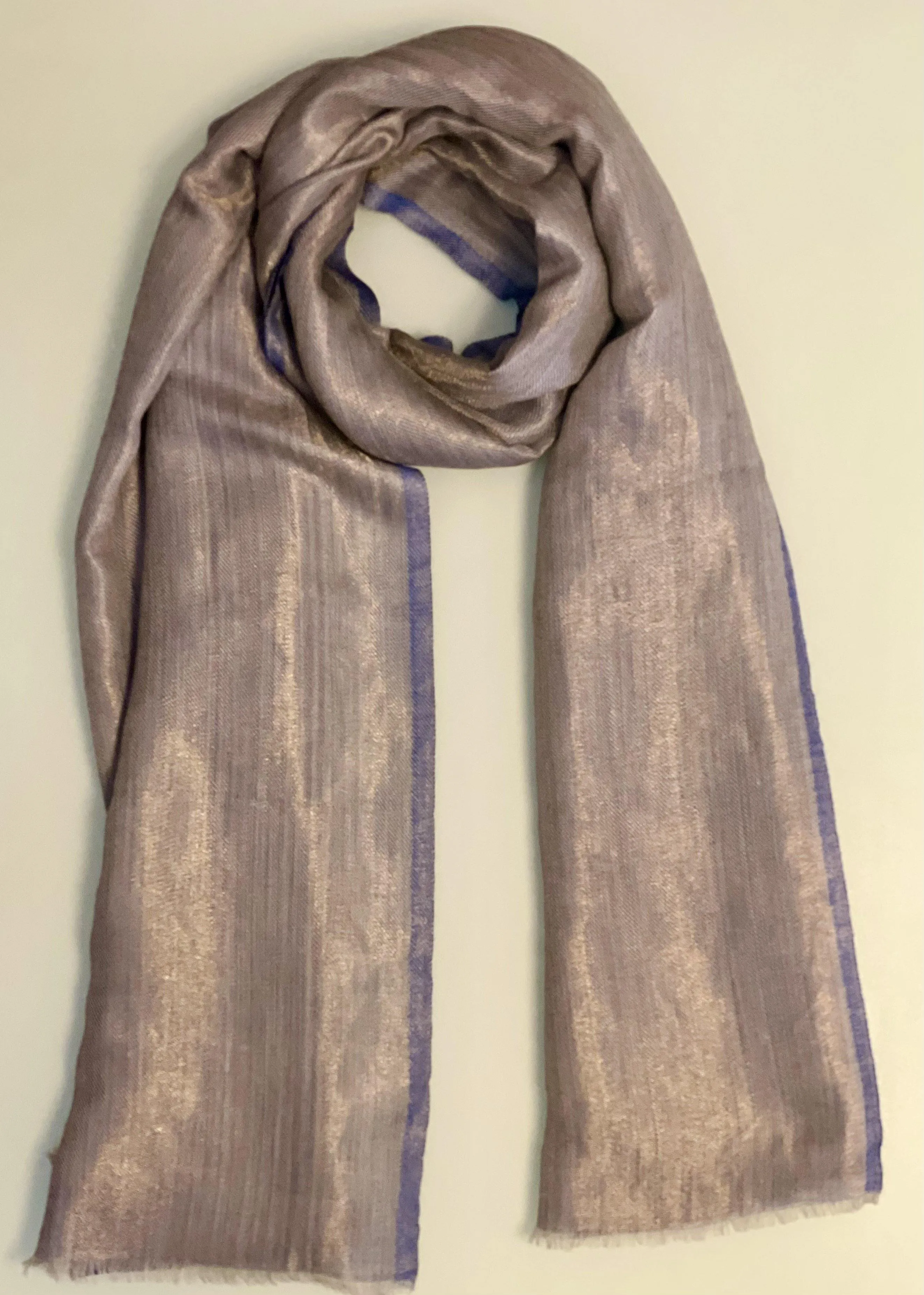 CASHMERE WITH GOLD THREAD - DENIM BLUE