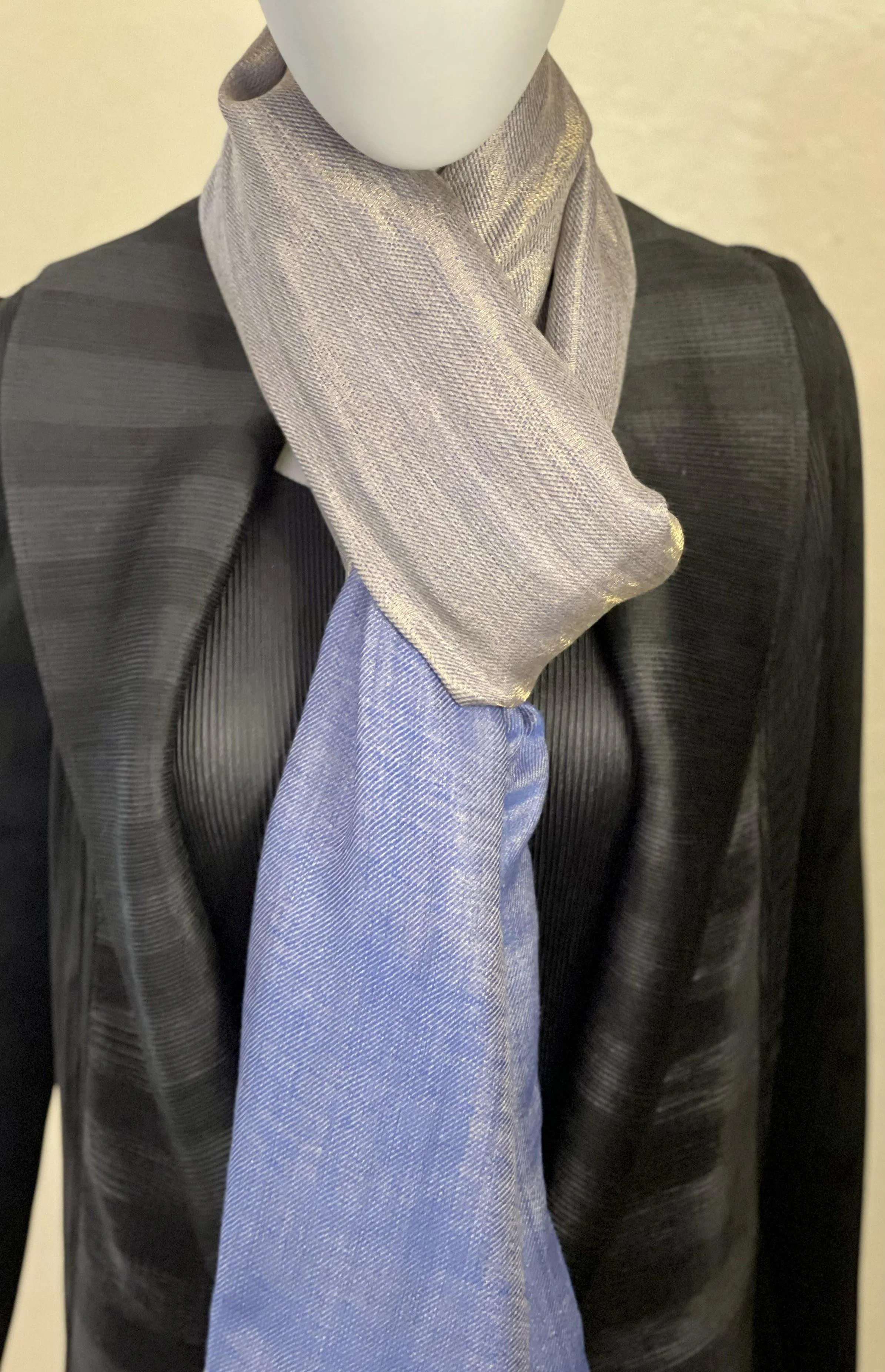 CASHMERE WITH GOLD THREAD - DENIM BLUE