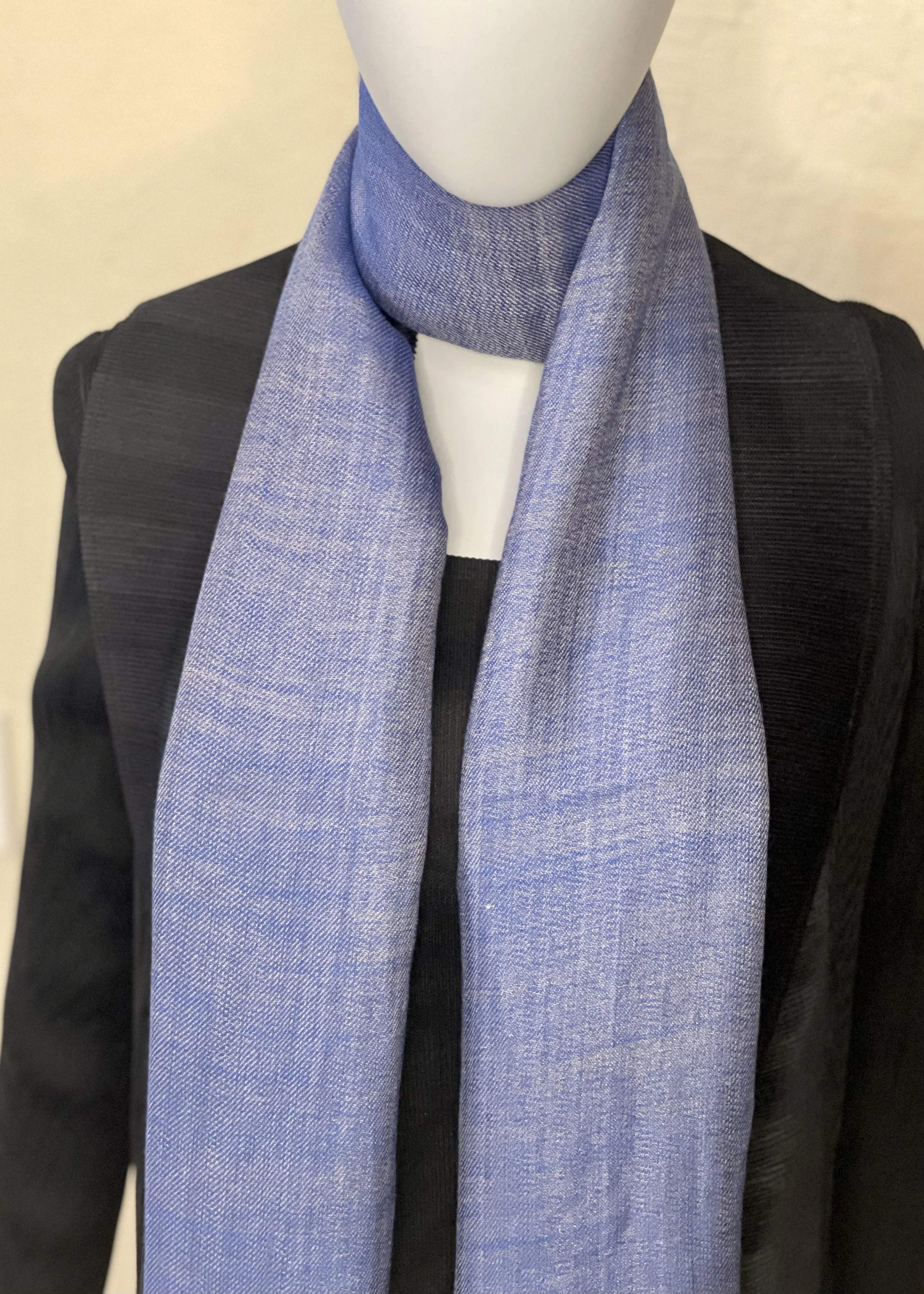 CASHMERE WITH GOLD THREAD - DENIM BLUE