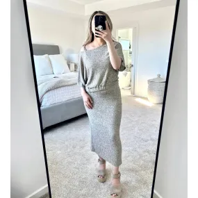 Chia Shia in Mocha 2-piece Ribbed Dress Set