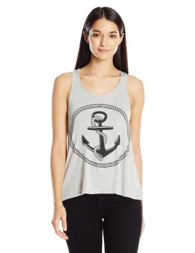Clementine Women's Petite Plus Boat Anchor Printing Flowy Racerback Tank