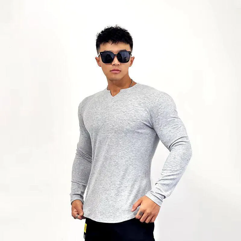 Cotton Knitted Long Sleeves T-Shirt Hazel Grey