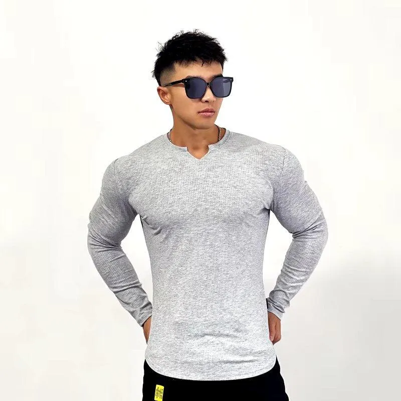 Cotton Knitted Long Sleeves T-Shirt Hazel Grey