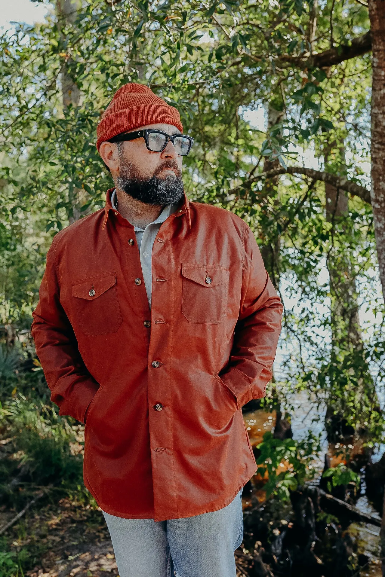 Crissman Overshirt - Waxed Canvas Brick Red