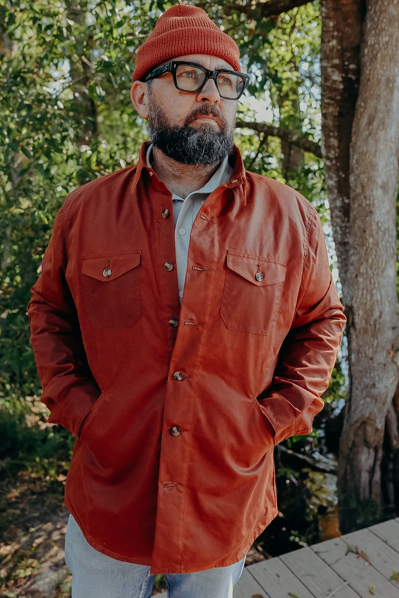 Crissman Overshirt - Waxed Canvas Brick Red