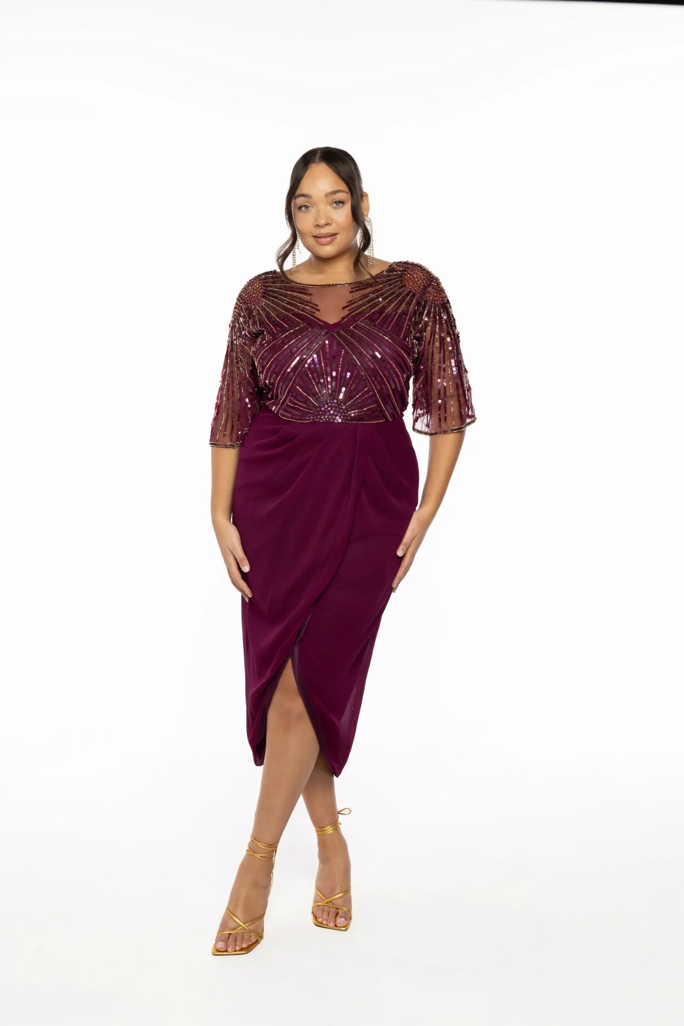 CURVE Donatella Dress Midi Tulip Plum