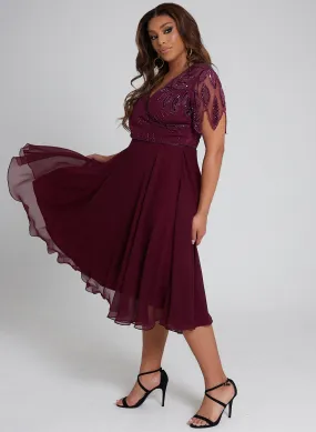 CURVE Ursula Midi Skater Wine Sheer