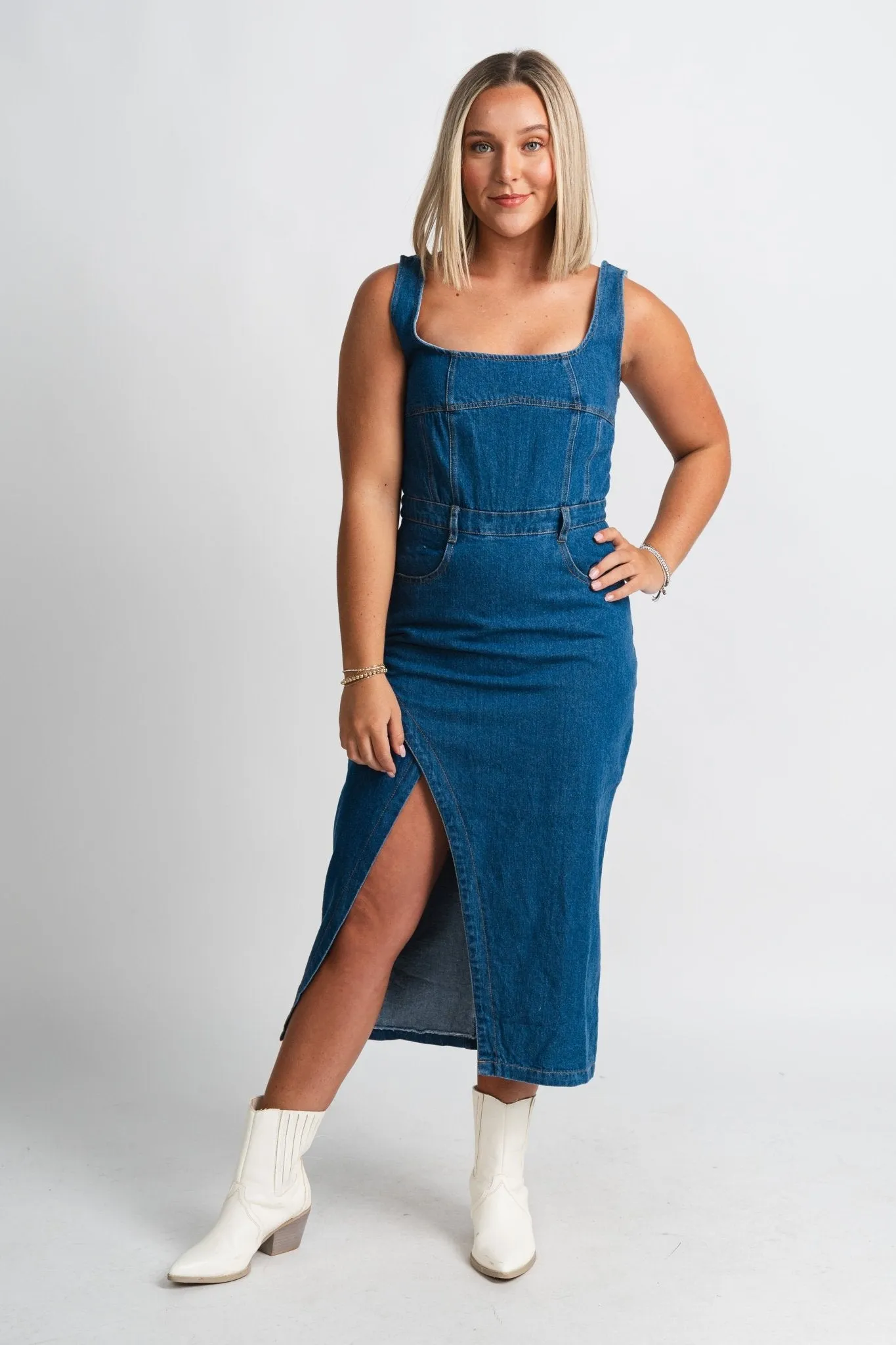 Denim midi dress blue