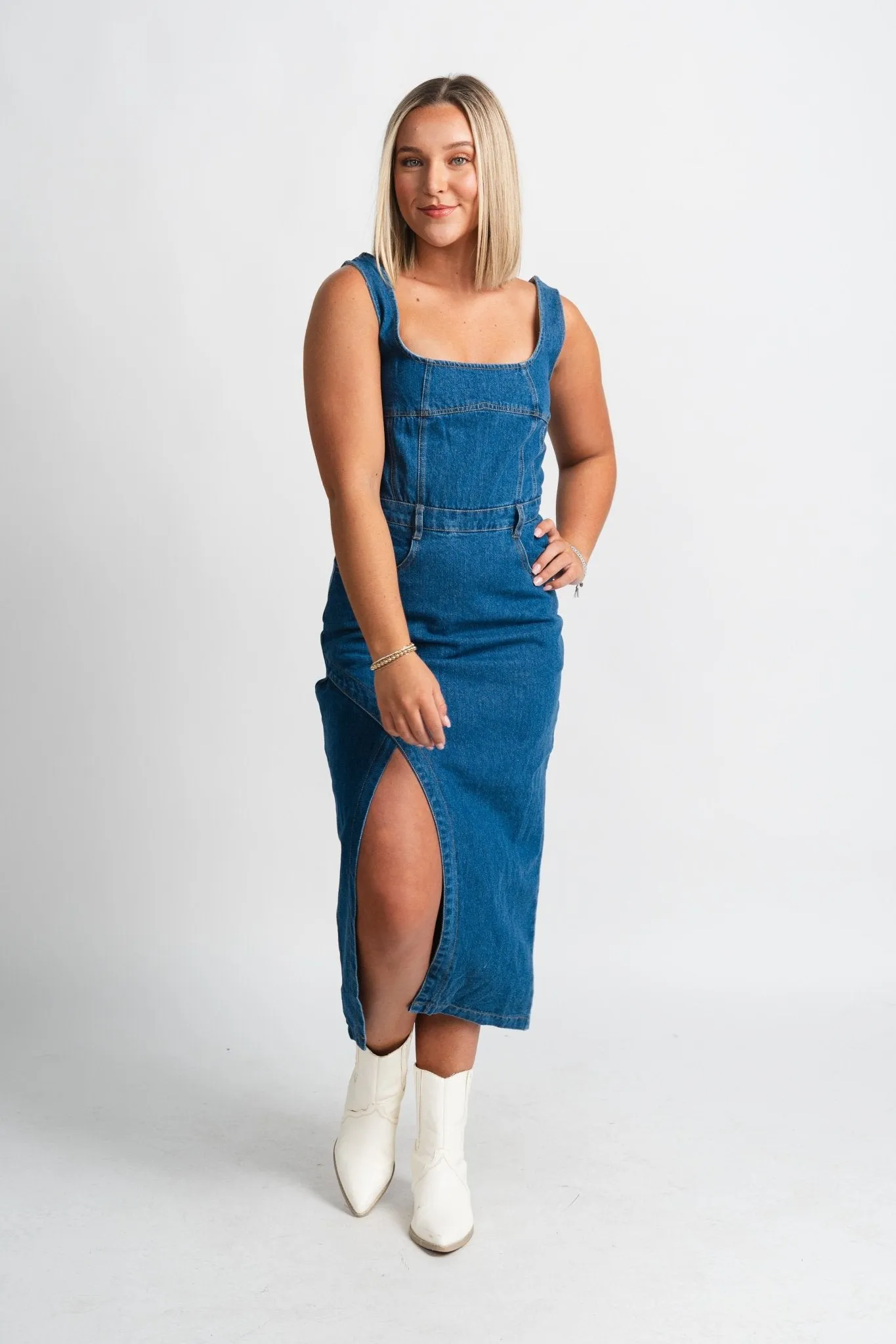 Denim midi dress blue