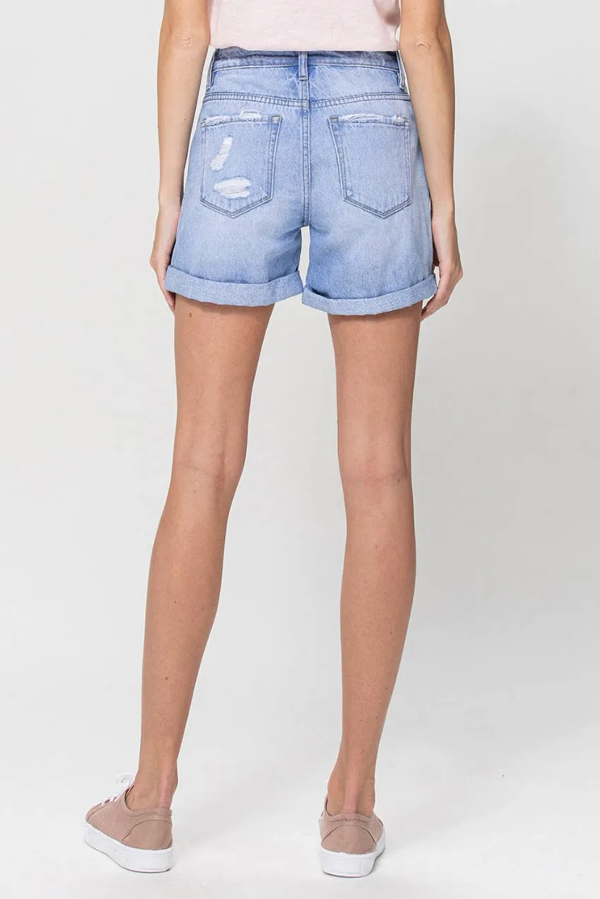 Distressed Boyfriend Denim Shorts