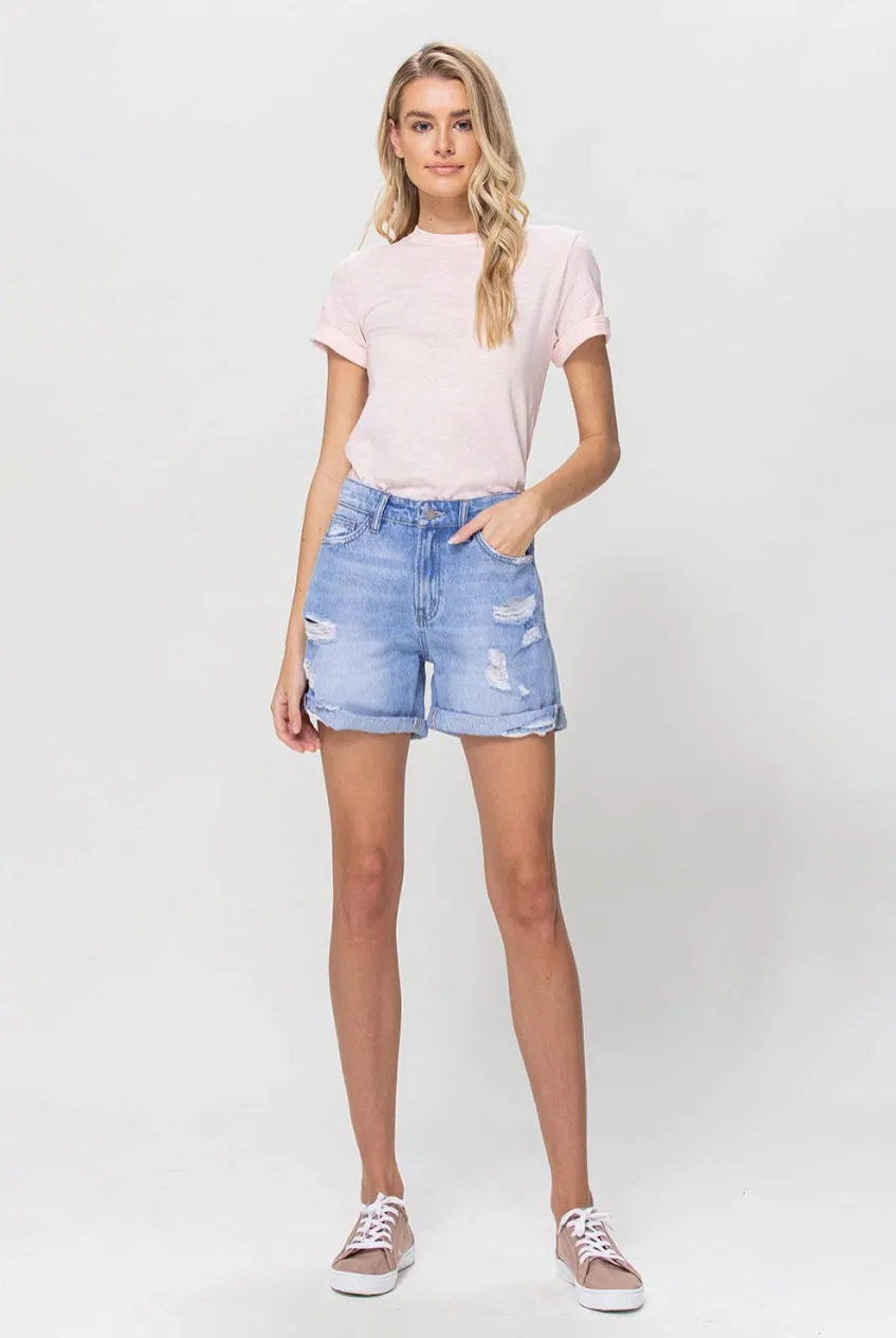 Distressed Boyfriend Denim Shorts