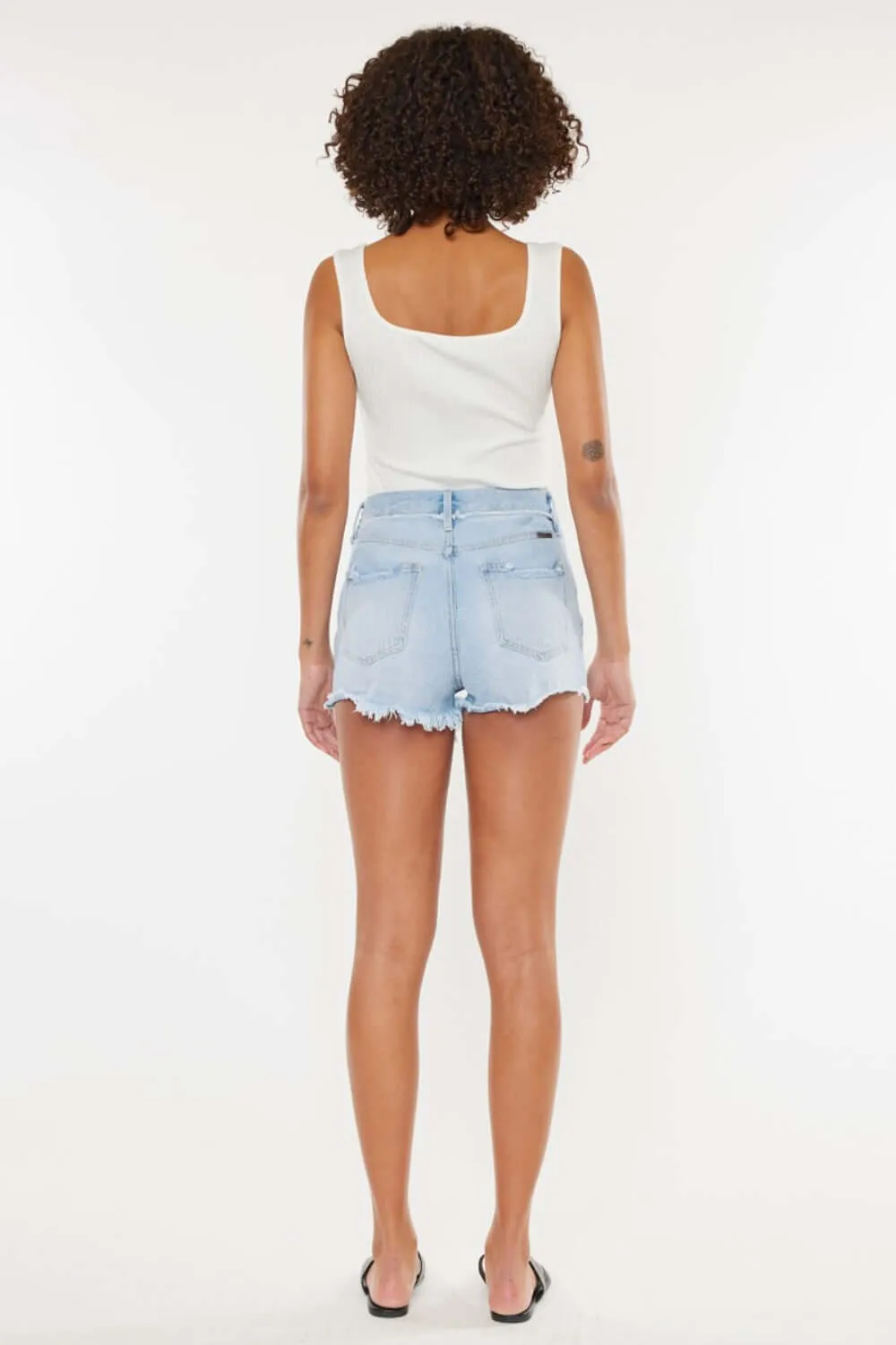 Distressed Button Fly Denim Shorts