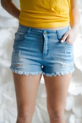 Distressed Denim Shorts