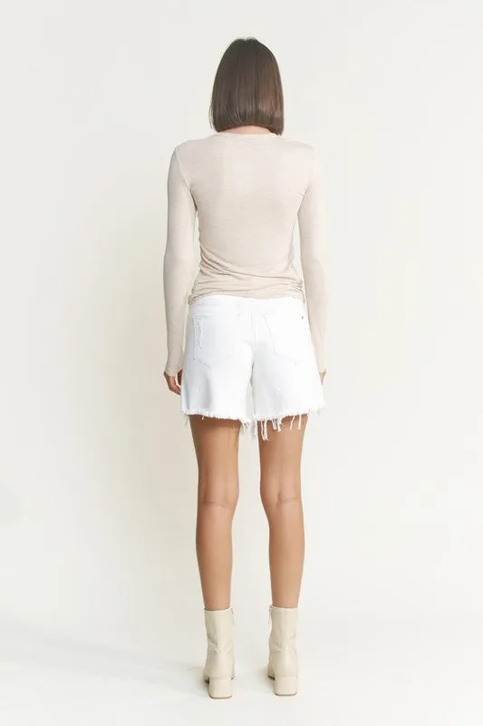 Distressed Hem Shorts