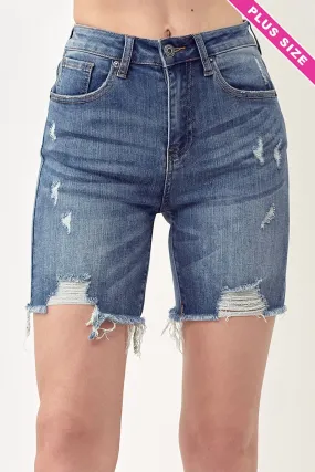 Distressed Mid Thigh Shorts