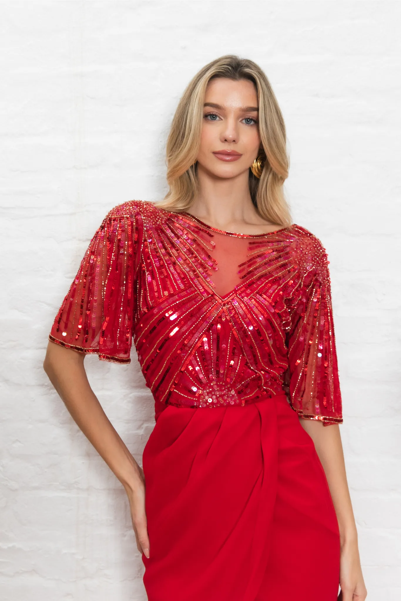 Donatella Tulip Midi Red