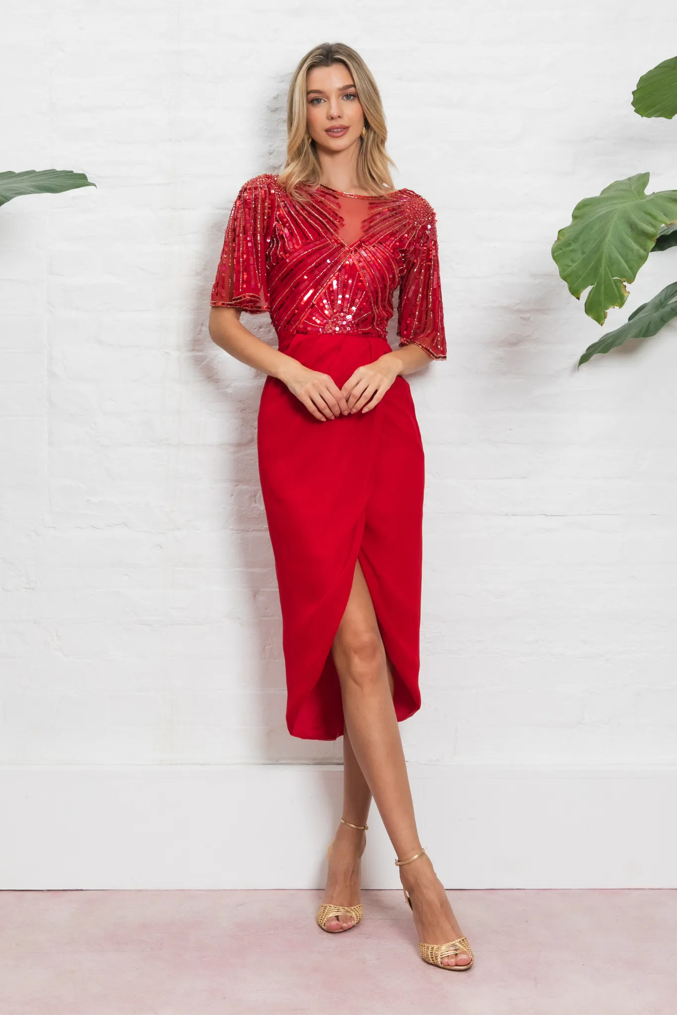Donatella Tulip Midi Red