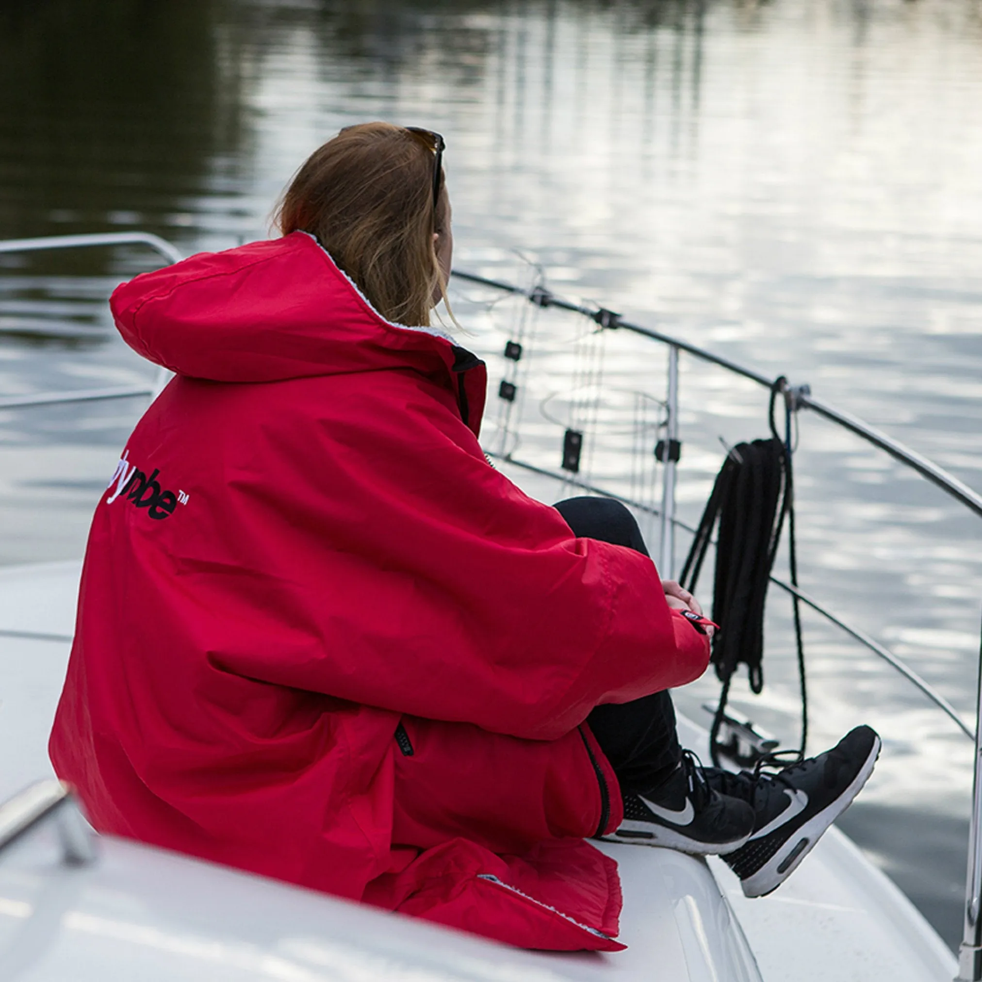 Dryrobe Long Sleeve Changing Robe - Red/ Grey
