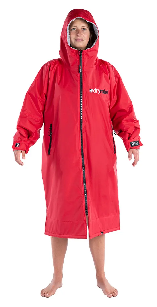 Dryrobe Long Sleeve Changing Robe - Red/ Grey