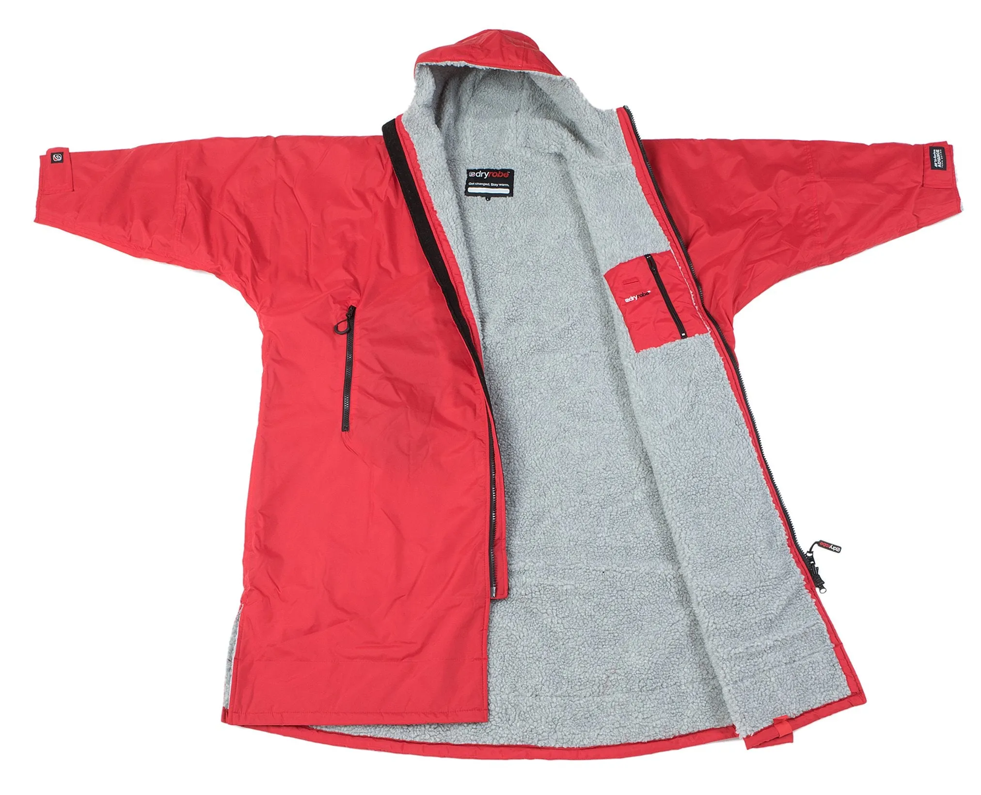 Dryrobe Long Sleeve Changing Robe - Red/ Grey