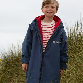 drytino Kids Navy Shell with Red Lining - Long Sleeved Robe