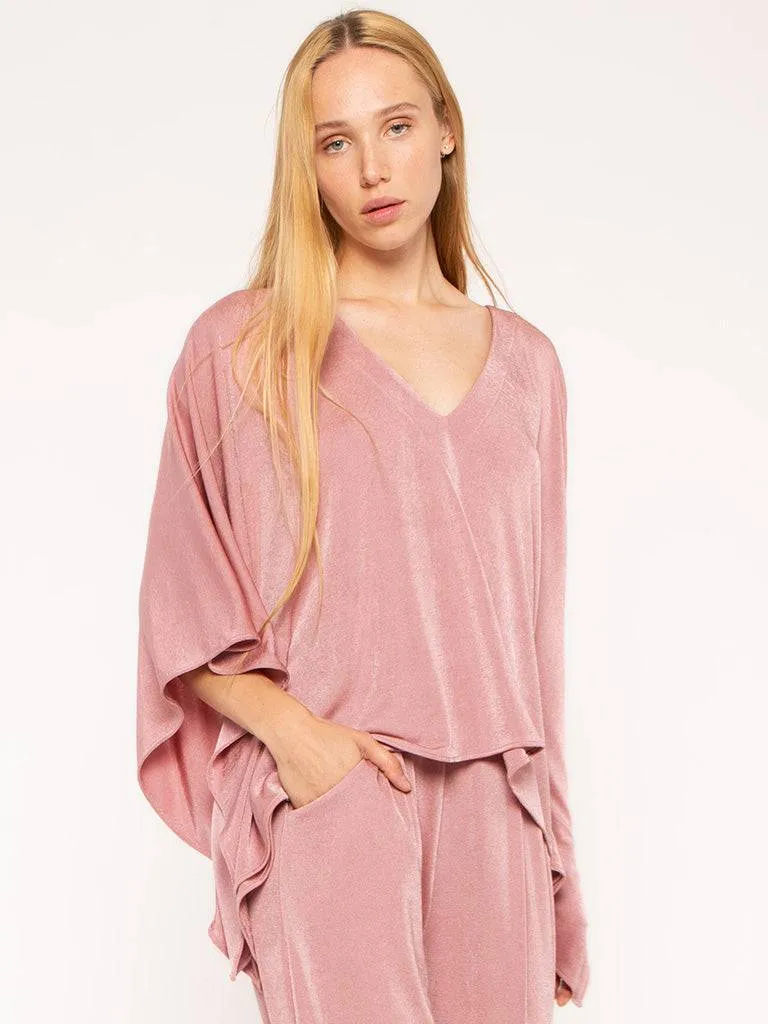 Dusty Rose Slinky Caftan Top