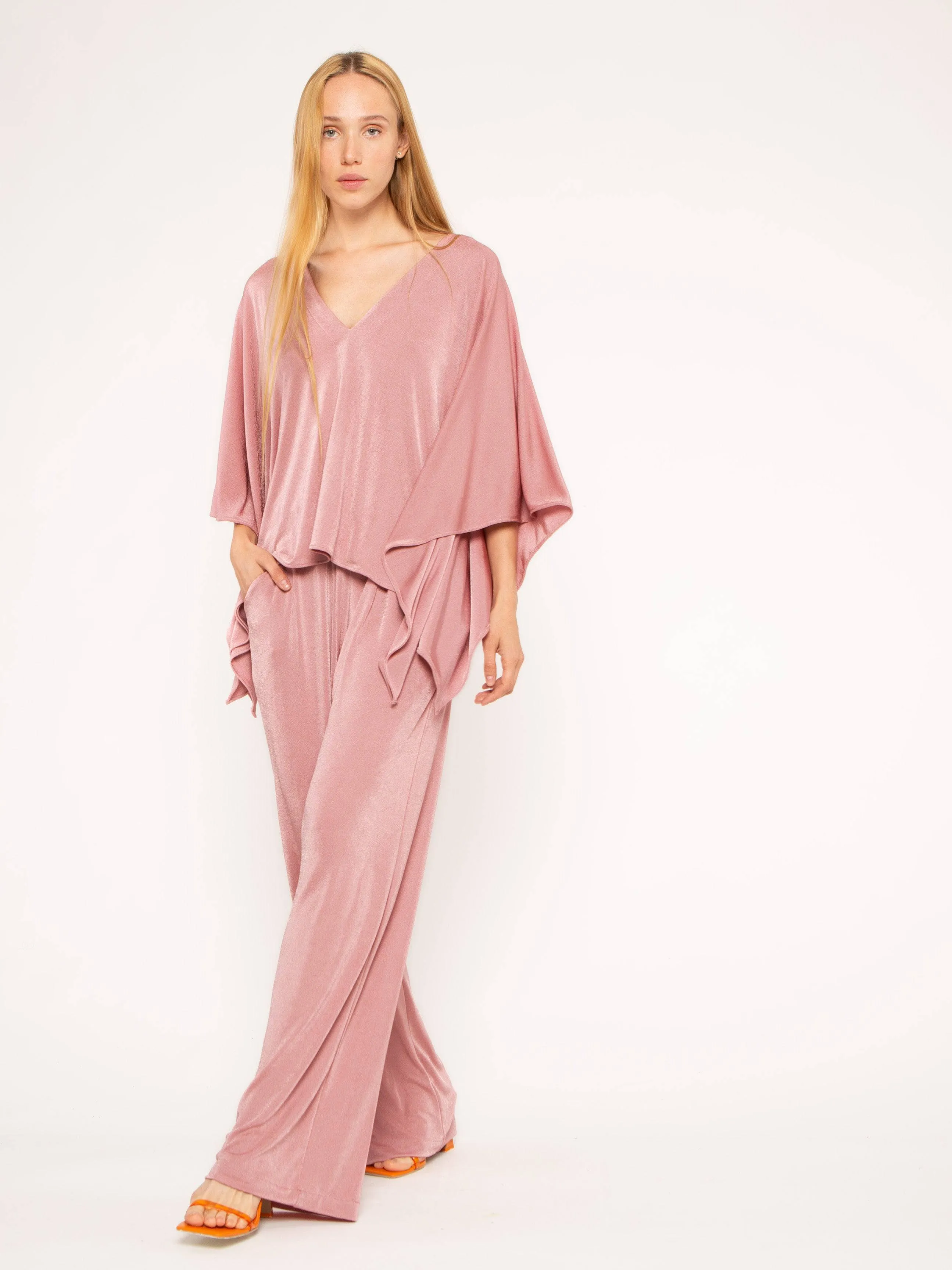 Dusty Rose Slinky Caftan Top